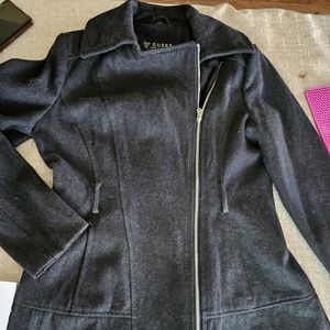 Guess Classic Black Wool Pea Coat sz L $17